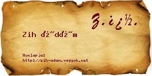 Zih Ádám névjegykártya