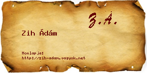 Zih Ádám névjegykártya